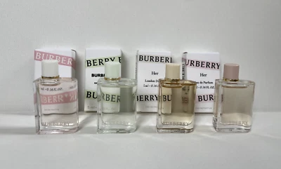 Great Price! 5 Pc Set! Burberry Her Mini 4 x 0.16 fl oz EDT/EDP & Free Keychain! - Image 1 of 4