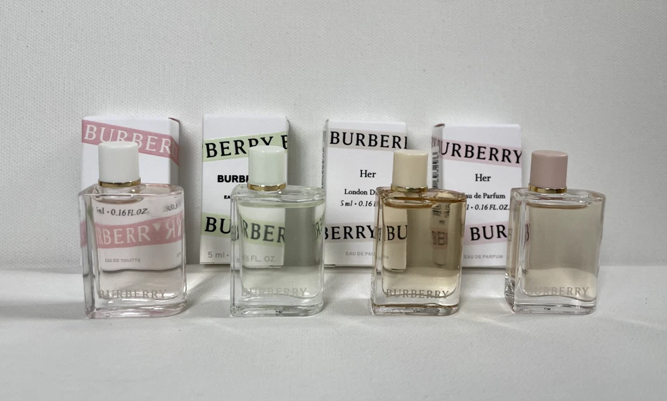 Great 5 Pc Set Burberry Her Mini 4 x 0.16 fl oz EDT/EDP & Keychain