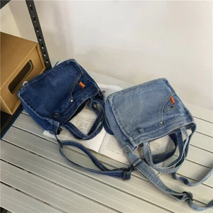 Borsa piccola quadrata denim donna casual tracolla borsa cellulare - Foto 1 di 26