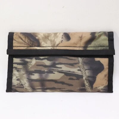 Camo Hunting Wallet Mens Medium Green Gray Bifold Nylon Clutch Hook Loop - Image 1 of 4