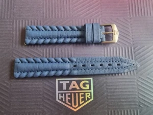 New TAG Heuer mens 6000 series mid size BC0686 blue leather watch strap WH 18mm - Picture 1 of 20
