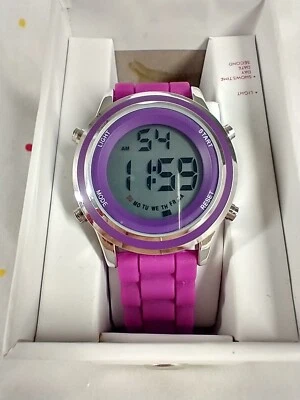 Xhilaration Target 数字女式手表硅胶表带紫色日期报警器 — 第 1/4 张图片