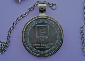 AFL. PORT ADELAIDE FOOTBALL PENDANT, with 18 inch link chain & FREE POUCH - Picture 1 of 2