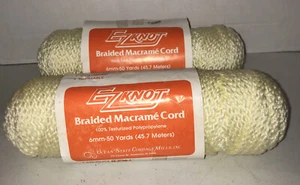 EZ Knot Braided Macrame Cord 6mm-50 yards Cream Texturized Polypropylene 2 Pack - Picture 1 of 5