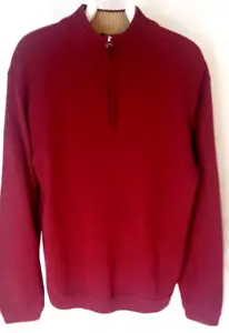 GEORGE Pullover Sweater Herren S Langarm Burgunderrot Baumwollmischung 1/4 Zip - Bild 1 von 12