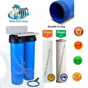 20" x 4.5" Big Blue Twin Whole House Water Filter System 2 Stages RAIN TANK - Picture 1 of 2