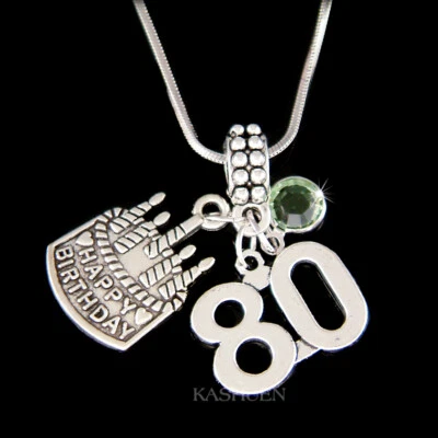 Feliz 80 Cumpleaños Abuela Regalo Número 80 81 82 83 84 85 86 87 88 89º Collar Foto 1 de 4
