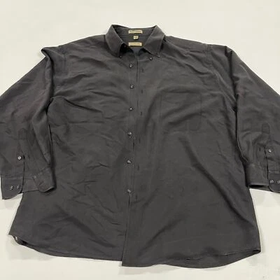 Arrow Dress Shirt Men's XL 17-17.5 Black Rayon Long Sleeve Classic Formal Oxford - Image 1 of 4
