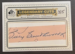 BILLY SOUTHWORTH Cut Auto - 2009 UD SP Legendary Cuts - #3/5 - HOF!