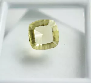 Topazio a forma di cuscino a forma di cuscino colore giallo limone naturale certificato 5,10 ct - Foto 1 di 5