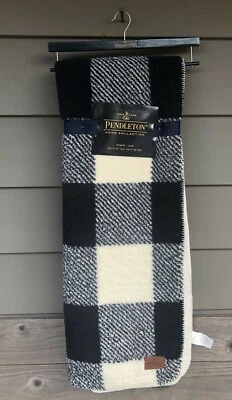 Pendleton Fleece Sherpa Soft Buffalo Plaid Throw Blanket 50 x 70  Black Cream - Image 1 of 4