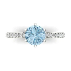 1.71 tcw Round Vintage Solitaire Promise Ring, 14K White Gold Simulated Diamond - Picture 1 of 40