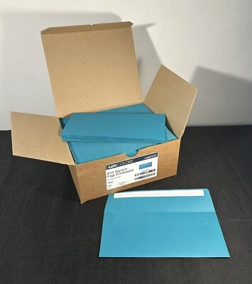 LuxColors #10 Square Flap Envelope 4 1/8" x 9 1/2" - Teal Color 250 Per Box - Image 1 of 4