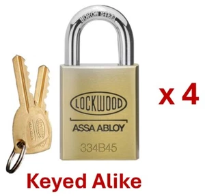 4 x Lockwood 334B45 Padlock - Keyed Alike - 8 Original Keys - 334B45/125/5KA - Picture 1 of 2