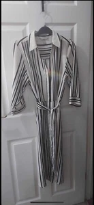 Women’s Ladies New Size 10 H&M Black And White Striped Midi Shirt Dress - Picture 1 of 4
