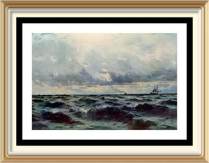 Original c1929 Lithograph 90+y Old Print Seascape NEWHAVEN PACKET by Henry Moore - Picture 1 of 2