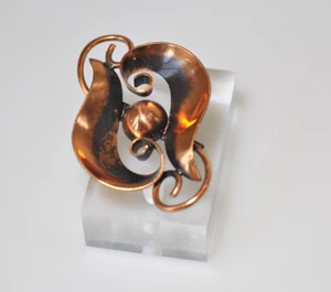 Broche De Colección MCM Cobre Diseño Abstracto Firmado Floral Remolino Bola Modernista RA22 - Imagen 1 de 9
