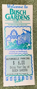Vtg Busch Gardens Tampa Automobile Parking Ticket Stub 4/1/01 - Picture 1 of 4