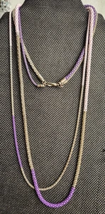 Mehrschichtige asymmetrische Farbe Halskette lila pink silber 17" kostenloser US-Versand - Bild 1 von 5