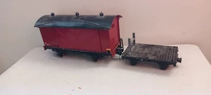G scale 45mm 2x SCRATCHBUILT Wagon Goods Van & Flat Wagon (LGB and HLW chassis) - Picture 1 of 5