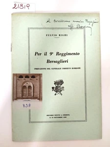 Fulvio Righi Per il 9° reggimento bersaglieri discorso tenuto a Cremona 1965 - Foto 1 di 5