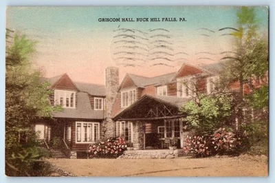 c1940 Buck Hill Falls Pennsylvania Vintage Postcard Griscom Hall Building Posted - Image 1 of 2
