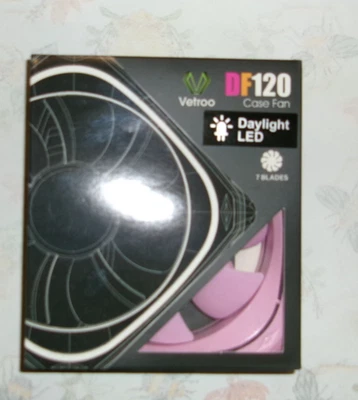 Vetroo DF120 Pink 7 blade PC Case Fan w/Daylight LED 4 pin interface molex - Image 1 of 2
