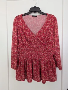 Camicetta Lane Bryant Ditsy floreale babydoll elasticizzata ventilata fumè lusinghiera 18/20 - Foto 1 di 10