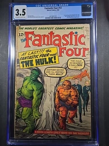 1963 FANTASTIC FOUR #12 - Classic Hulk Cover - Kirby - Marvel CGC 3.5 - Picture 1 of 20