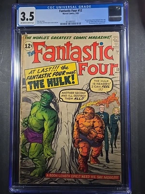 1963 FANTASTIC FOUR #12 - Classic Hulk Cover - Kirby - Marvel CGC 3.5 - Image 1 of 4