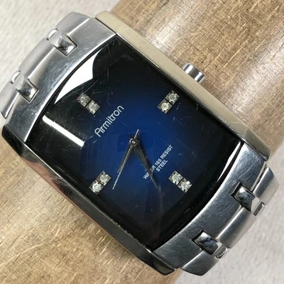 Reloj Armitron Hombre 20/4507SV Vestido Diamante Tono Plata Cuarzo 33mm 7 1/2" Foto 1 de 4