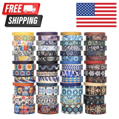 Juego de Cinta Washi Floral, 56 Rollos Cinta Adhesiva Decorativa para Revistas y Manualidades Foto 1 de 4