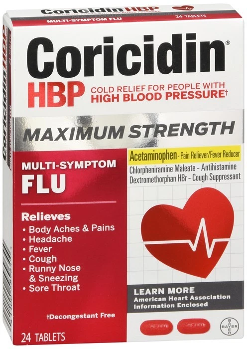 Coricidin HBP Maximum Strength Multi-Symptom Flu Tablets 24 EA - Image 1 of 1