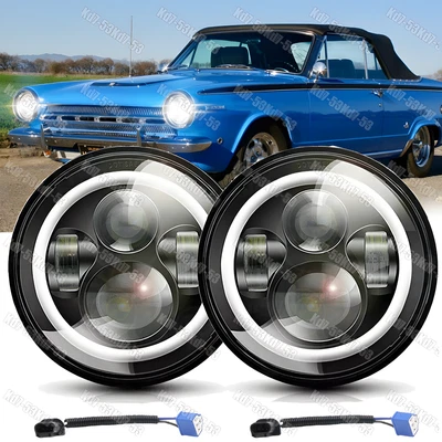 Faróis de LED de 7 polegadas para Dodge D100 D150 D200 D300 Dart Ramcharger Pickup Par - Imagem 1 de 4