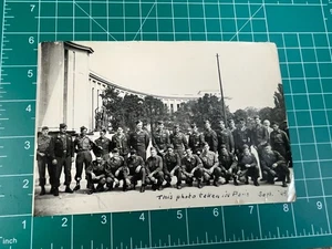 WWII US Army Soldiers Group Photo Paris '45 Tank Destroyers Etc - Picture 1 of 11