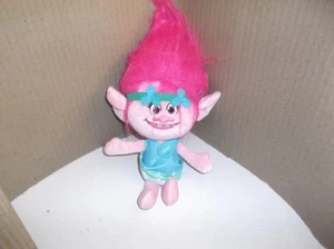 Dreamworks 11" Plush Troll Doll Poppy Flower Headband/ Dress - Picture 1 of 4