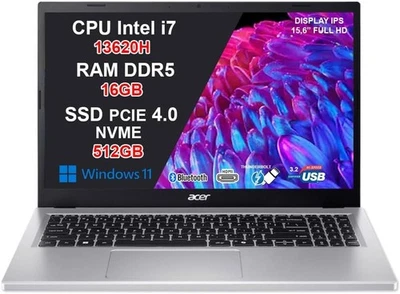 Notebook Acer Aspire Go 15.6" FHD i7-13620H 16GB RAM 512GB SSD Win11 Home Silver - Immagine 1 di 4
