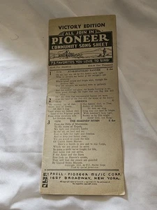 1930s ALL JOIN IN PIONEER COMMUNITY SONG SHEET 75 FAVORITES Original Edition - Imagen 1 de 4