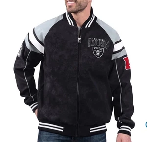 Las Vegas Raiders Wildlederimitat Jacke Herren Größe 2XL Carl Banks Brandneu - Bild 1 von 13