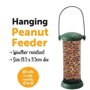 Garden Hanging Bird Peanut Feeder 19.5 x 9.5 cm - Green Attracts All Birds - Picture 1 of 1