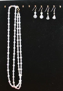Vintage Clear Glass Faceted Bead Necklace & 2 Pairs of Dangling Earrings C1B44 - Picture 1 of 1