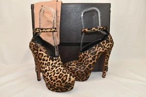 ALAIA PARIS LEOPARDO PELO PONY CORREA DE TOBILLO TACÓN PLATAFORMA 40 $2110 - Imagen 1 de 11
