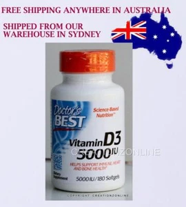VITAMIN D3 5000 IU 125 mcg 180 Capsules Immune Heart Bone Support DOCTORS BEST - Picture 1 of 3