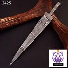 12" Long Handmade Damascus Steel Blank Blade Dagger Hunting Knife Full Tang 2425
