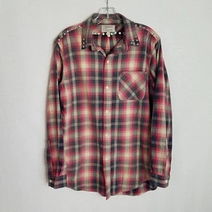 Current / Elliott Mens Plaid Button Front L/S Casual Shirt Size 2 Medium SD110  - Picture 1 of 6