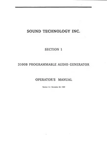 SOUND TECHNOLOGY 3100B PROGRAMMABLE AUDIO ANALYZER OPERATORS MANUAL PDF FREESHIP - Picture 1 of 3