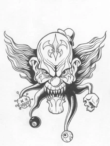 Art by Fred "Phred" Rawles Creepy Clown Mardi Gras in New Orleans T-Shirt design - Picture 1 of 1