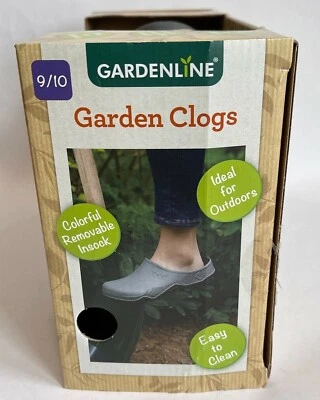 NEW Gardenline Garden Clogs Sz 9 10 Charcoal Gray Rubber Shoes Removable Insock - Image 1 of 4