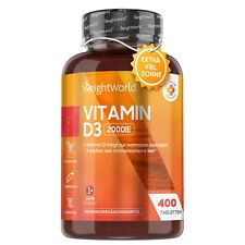 Vitamin D3 Tabletten - 400Stk - 2000IU - Kalzium für Knochen, Muskeln & Zähne