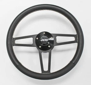 76-95 Jeep Wrangler YJ CJ7 CJ5 Cherokee Billet Volante Cuero Negro 15" - Imagen 1 de 8